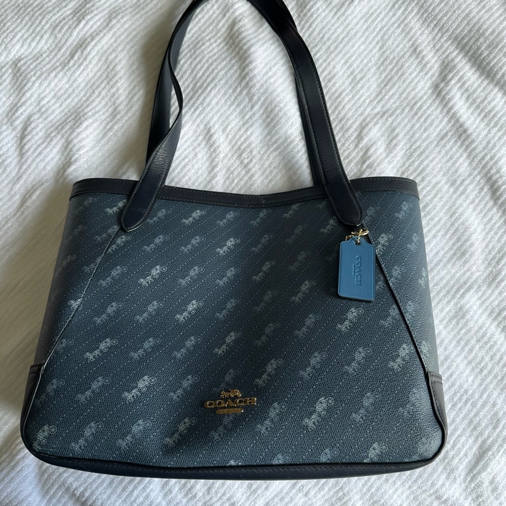 Coach Navy Signature Tote Bag